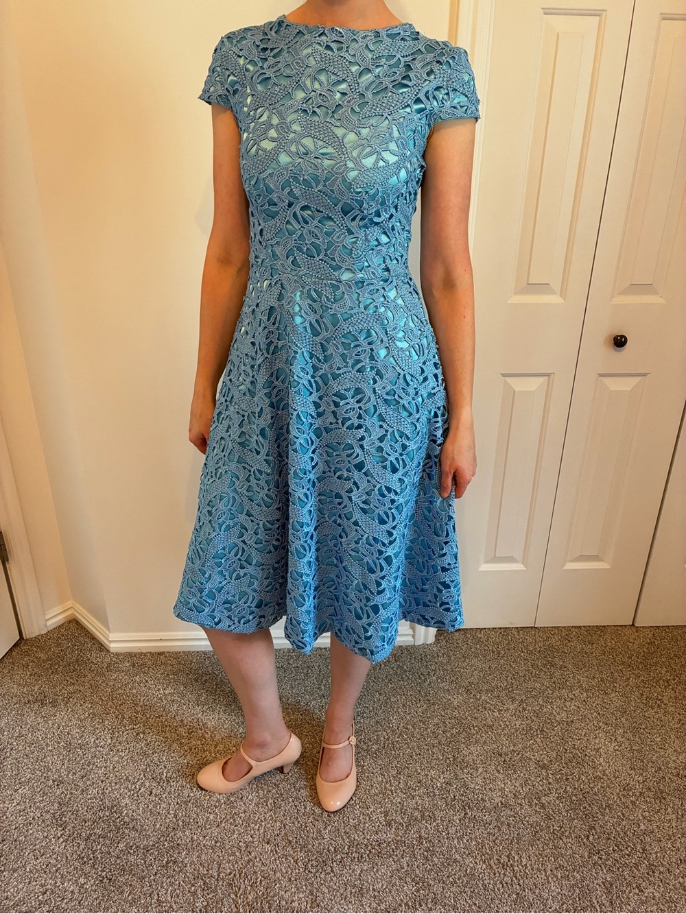 Bettie Page by Tatyana Sky Blue Lace Midi Dress